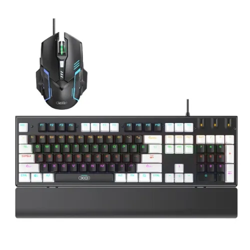 XO KB-06 Set tastatură mecanică iluminată + mouse iluminat Black