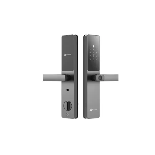 Ezviz DL05 — încuietoare inteligentă Wi-Fi/Bluetooth, amprentă, PIN, card, IP65, Type-C, 8×AA