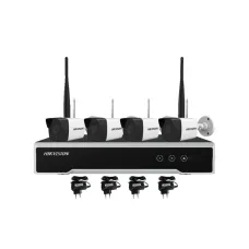 Hikvision — Set supraveghere NVR Wi-Fi 4 canale + 4 camere IP 2 MP, IR 30 m, IP66, HDMI/VGA, HDD până la 6 TB